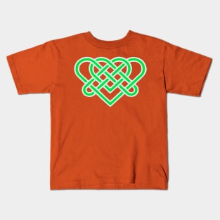 Celtic Eternal Love Knot Romantic Heart Green Design Kids T-Shirt